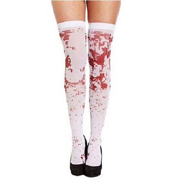 Zombie Blood Thigh Highs Womens One Size OS Costume Accessory Hosiery - Picture 5 of 7